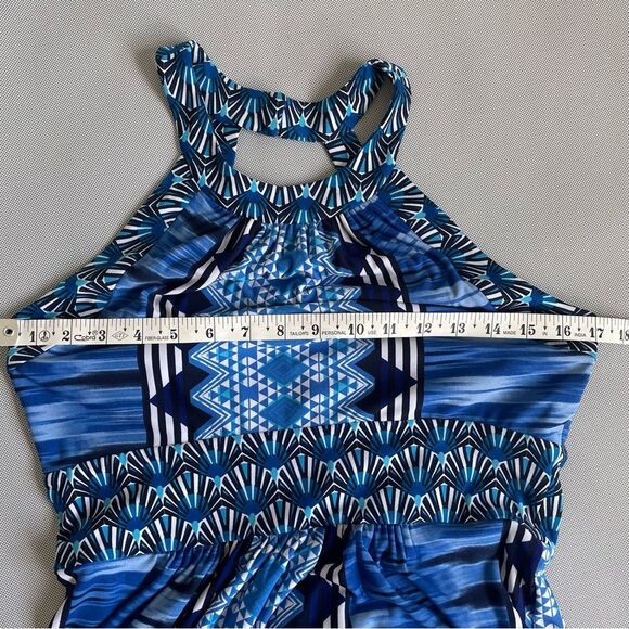 Ronni Nicole Blue Abstract Travel Maxi Dress Stretch Women’s Size 6 - Picture 5 of 10